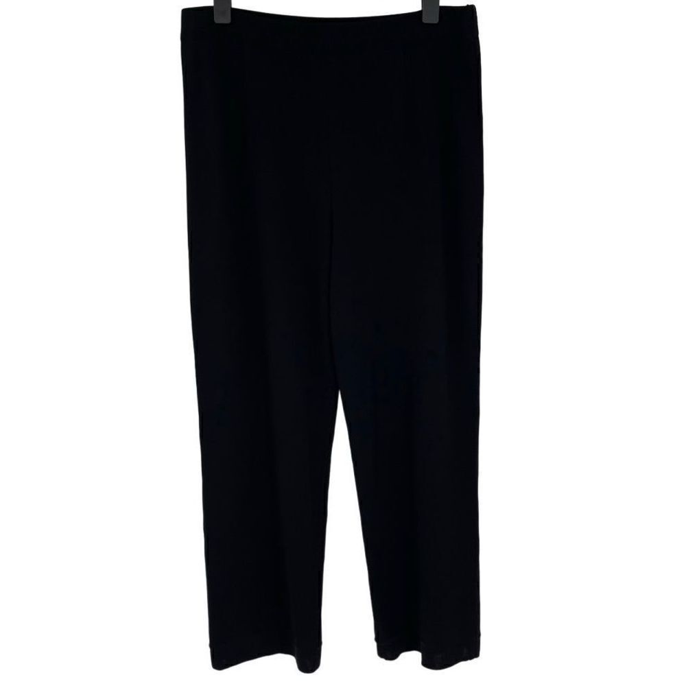 Exclusively Misook Acrylic Wide‎ Leg Knit Pants Women Large Petite Black Comfort